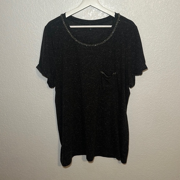 Torrid Rhinestone Polyester Linen Blend Tee Shirt - Picture 1 of 5